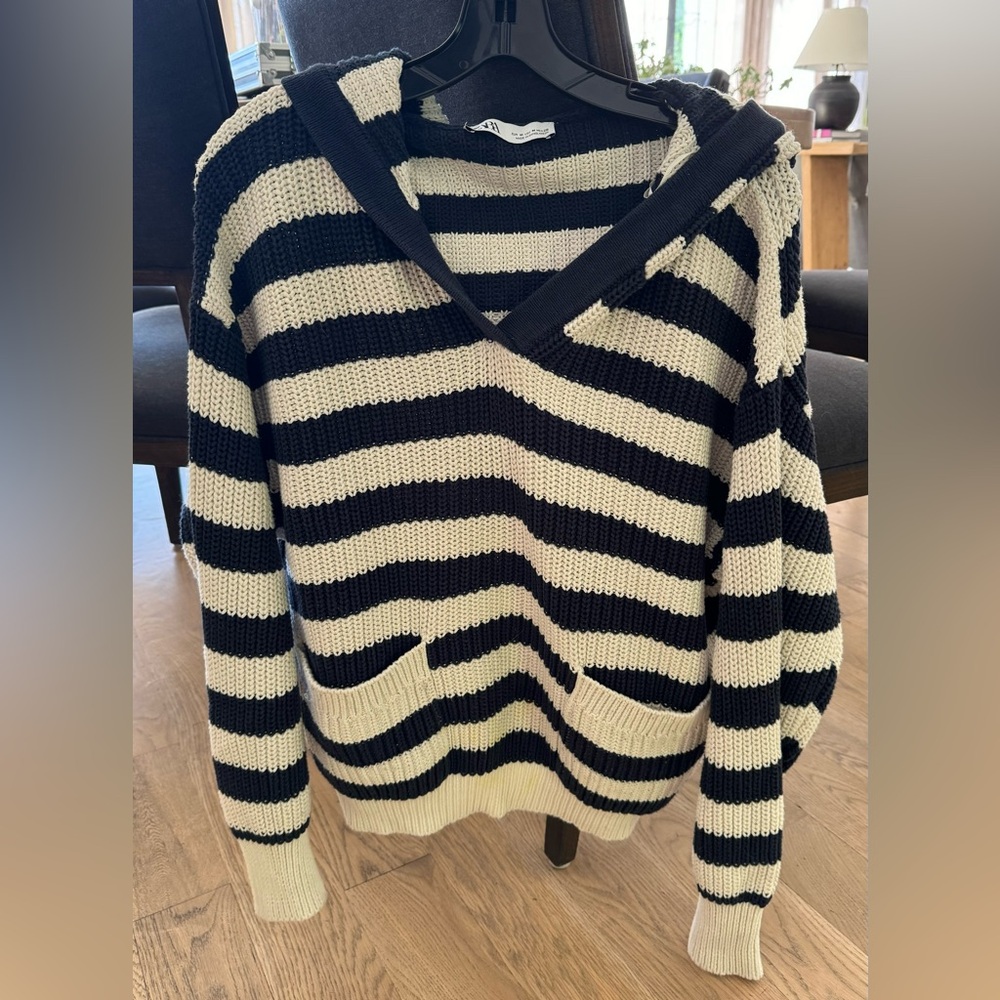 Zara striped sweater with pockets